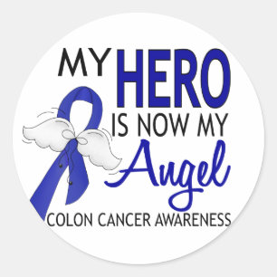 Sticker Rond Mon Héros Est Mon Ange Colon Cancer