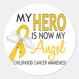 Sticker Rond Mon héros est mon Cancer d'enfance d'ange