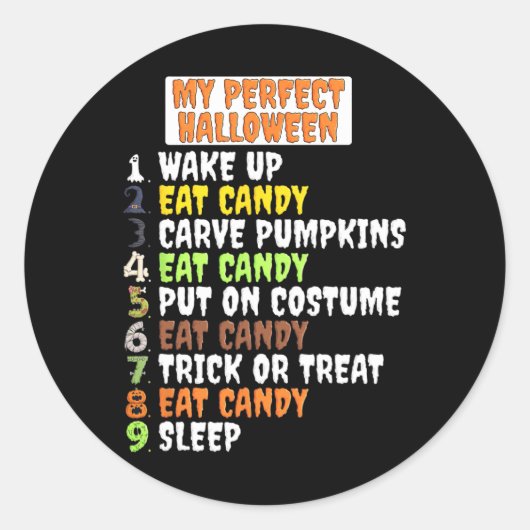 Sticker Rond Mon Idéal Halloween amusant Squelette Cool Zombie  (Devant)