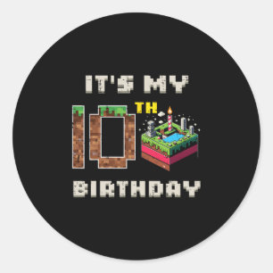 Sticker Rond Mon jeu pixel de 10 ans d'anniversaire 10 Gâteau G
