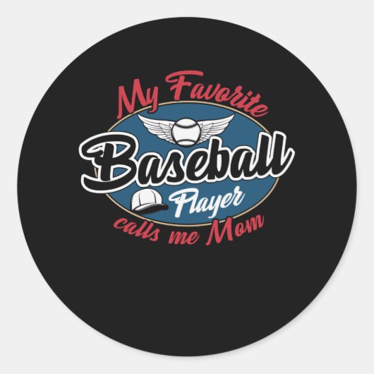 Sticker Rond Mon Joueur De Baseball Préféré M'Appelle Maman (Devant)