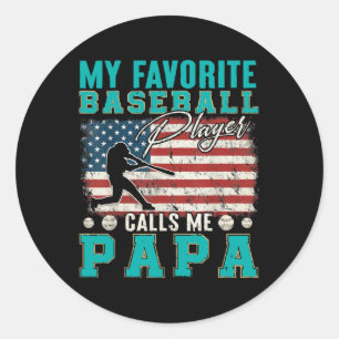 Sticker Rond Mon Joueur de Baseball Préféré M'appelle Papa Homm