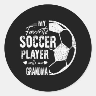 Sticker Rond Mon joueur de football favori m'appelle grand-mère