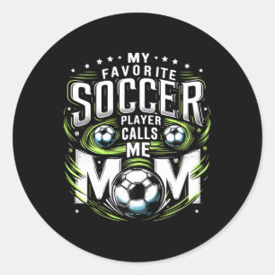 Sticker Rond Mon Joueur De Football Favori M'appelle Maman Mama