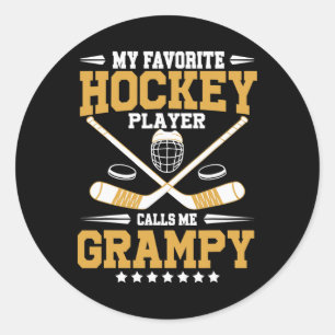 Sticker Rond Mon Joueur De Hockey Préféré M'appelle Grampy Hock