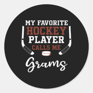 Sticker Rond Mon joueur de hockey préféré m'appelle Grams 