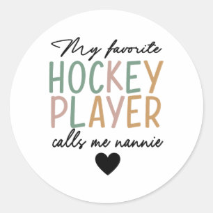 Sticker Rond Mon joueur de hockey préféré m'appelle Nannie Vint