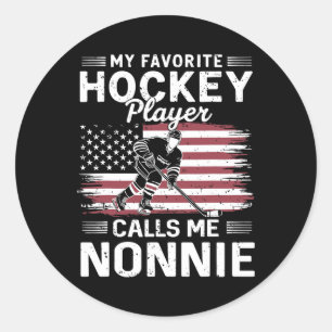 Sticker Rond Mon joueur de hockey préféré m'appelle Nonnie Drap
