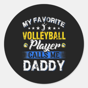 Sticker Rond Mon joueur de volley-ball préféré m'appelle Papa