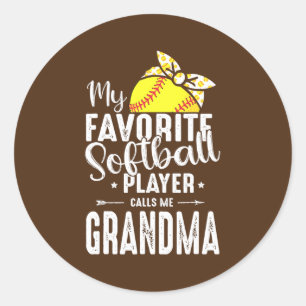 Sticker Rond Mon Joueur favori de softball m'appelle grand-mère
