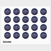 Sticker Rond Mon Journal de Rêves Cœurs Indigo Violet & Étoiles (Feuille)