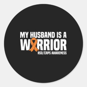 Sticker Rond Mon Mari Est Un Guerrier Orange Ribbon Rsdcrps Awa