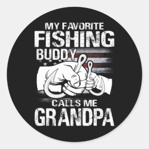 Sticker Rond Mon meilleur compagnon de pêche m'appelle Grandpa