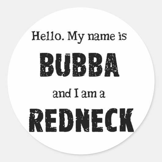 Sticker Rond Mon nom est Bubba (Devant)