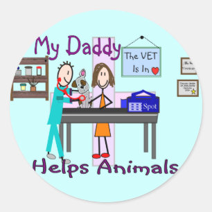 Sticker Rond Mon papa aide les animaux — Chemises pour enfants