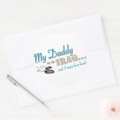 Sticker Rond Mon papa est en Irak (bleu) (Enveloppe)