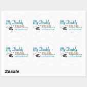 Sticker Rond Mon papa est en Irak (bleu) (Feuille)