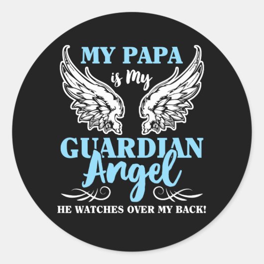 Sticker Rond Mon papa est mon ange gardien (Devant)