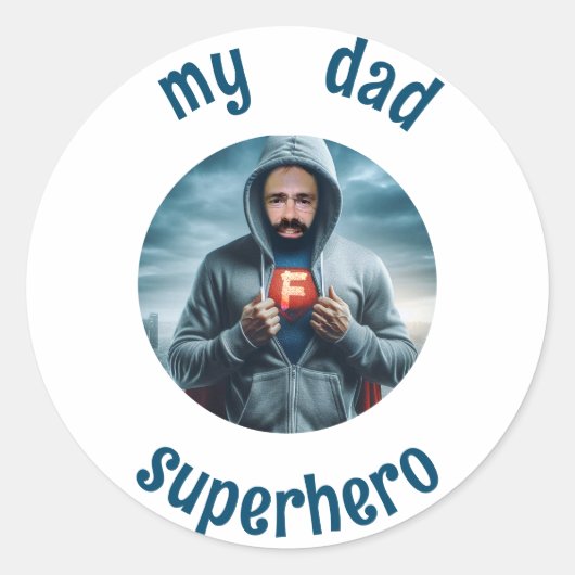 Sticker Rond Mon père est super-héros (Devant)