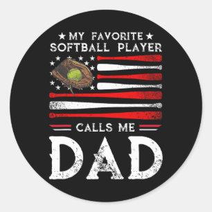 Sticker Rond Mon Père Softll Mon Joueur Softll Favori M'Appelle