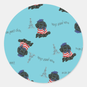 Sticker Rond Mon Petit Chou Chou Chou Chiot noir