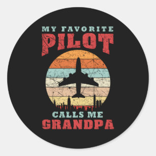 Sticker Rond Mon pilote favori m'appelle grand-père