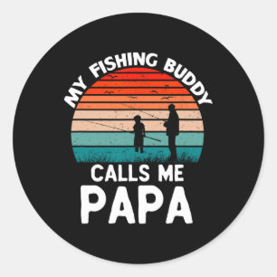 Sticker Rond Mon pote de pêche m'appelle Papa Rétro Vintage Gra