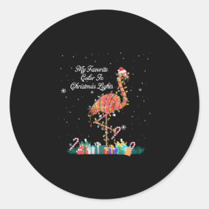 Sticker Rond Mon préféré, c'est le Flamant rose des feux de Noë