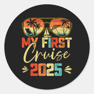 Sticker Rond Mon premier bateau de croisière familiale 2025 T