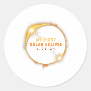 Sticker Rond Mon premier Éclipse Solaire Garçons Filles 2024 Éc