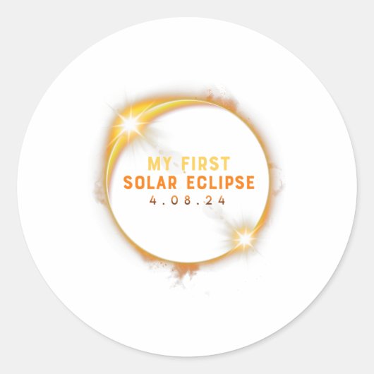 Sticker Rond Mon premier Éclipse Solaire Garçons Filles 2024 Éc (Devant)