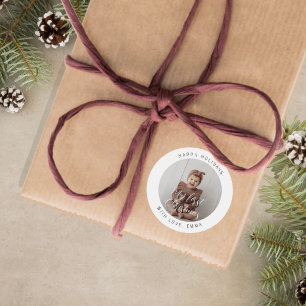 Sticker Rond Mon premier Noël Cadeau photo personnalisé de bébé
