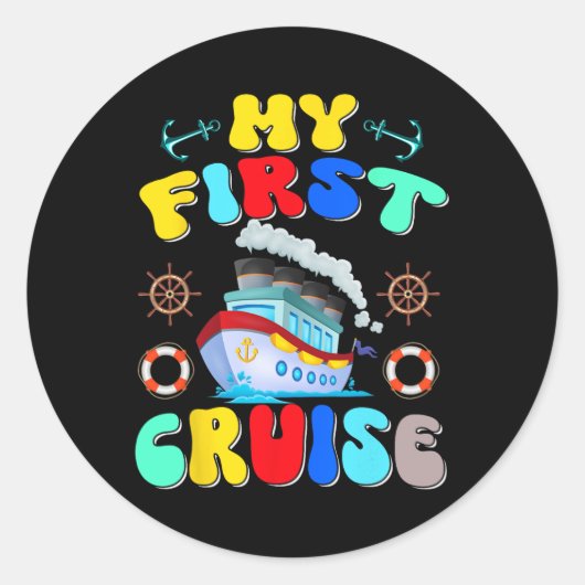 Sticker Rond Mon premier voyage de croisière 2025 croisière en  (Devant)