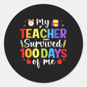 Sticker Rond Mon professeur a survécu 100 jours avec moi Joyeux