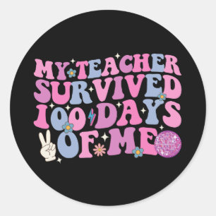 Sticker Rond Mon Professeur A Survécu 100 Jours De Moi Disco Su
