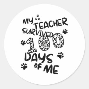 Sticker Rond Mon Professeur A Survécu 100 Jours De Moi - Mignon