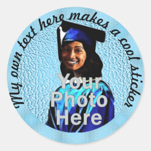 Sticker Rond Mon propre texte ici Photo 6dcff6 Soft Blue
