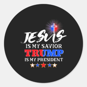 Sticker Rond Mon Sauveur Trump Est Mon Président Christian