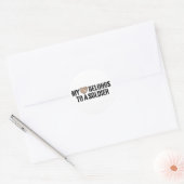 Sticker Rond Mon soldat du coeur (Enveloppe)