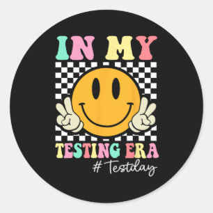 Sticker Rond Mon Test Era Retro Smile Enseignant Enfants Test T