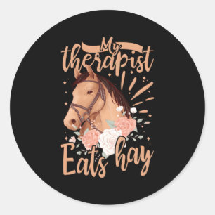Sticker Rond Mon Thérapeute Mange Hay Horse Riders Horers