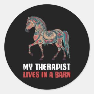 Sticker Rond Mon Thérapeute Vit Dans Une Grange