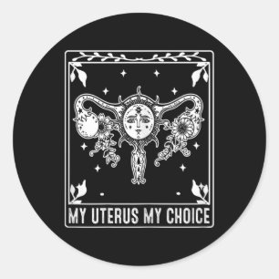 Sticker Rond Mon utérus Mon choix Carte Tarot Halloween Feminis