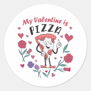 Sticker Rond Mon Valentin est une invitation à la pizza