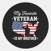 Sticker Rond Mon Vétéran Préféré Est Mon Frère Anciens Combatta (Devant)