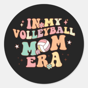 Sticker Rond Mon Volleyball Maman Era Jeu Jour Cute Retro Volle