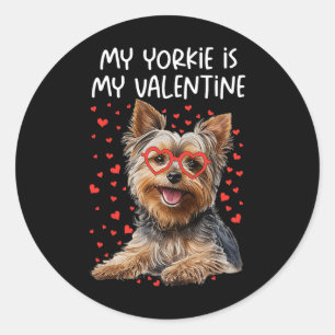 Sticker Rond Mon Yorkie est mon Saint-Valentin Yorkshire Terrie