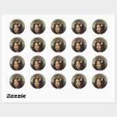 Sticker Rond Mona Lisa avec chat endormi (Feuille)