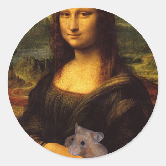 Sticker Rond Mona Lisa Avec Hamster (Devant)