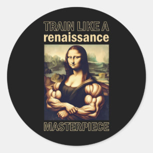 Sticker Rond Mona Lisa Bodybuilding Muscle Gym Poids Wo
